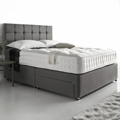 Grey Divan Bed - Linen Fabric Divan Bed